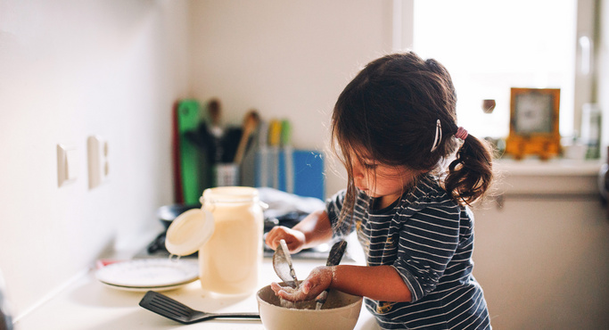 girl kid in kitchen