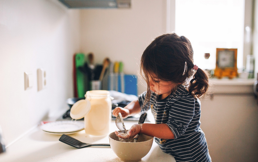 girl kid in kitchen