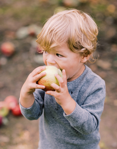 Niño comiendo una manzana